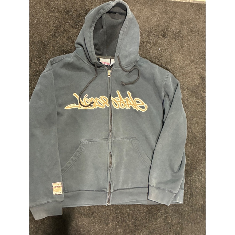 Vintage Aeropostale Zip Up Hoodie Mens XL Charcoal Grey Graffiti Logo Sweatshirt